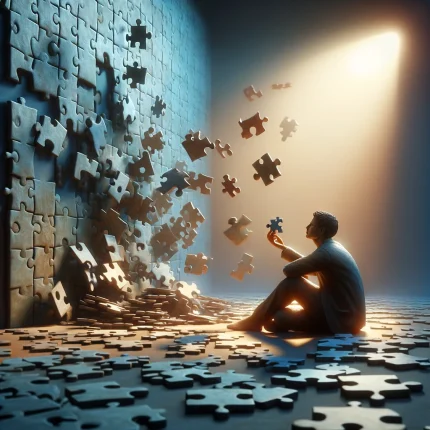 visual metaphor captures the contemplative process of reflecting on past experiences, learning from them, and understanding their contribution to the journey of personal growth and self-discovery